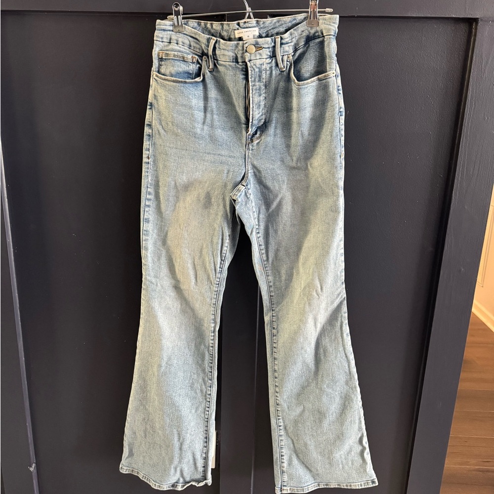 Good American Light Blue Flare Jeans